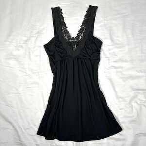 Vintage y2k Weavers black babydoll knit tank top